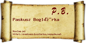 Paskusz Boglárka névjegykártya